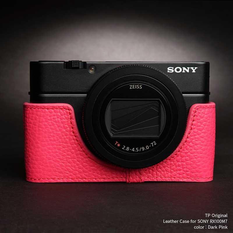 TP Original Leather Camera Body Case for SONY RX100M7 Dark Pink ソニー RX100VII 本革 レザー カメラケース おしゃれ  TB05RX107-DP｜nineselect