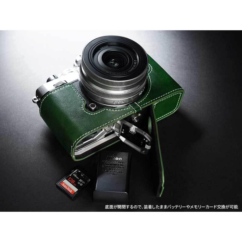 カメラケース TP Original Nikon Zfc 専用 レザー ケース Green グリーン おしゃれ 本革 牛革 速写ケース バッテリー交換可能 TB06ZFC-GR｜nineselect｜12