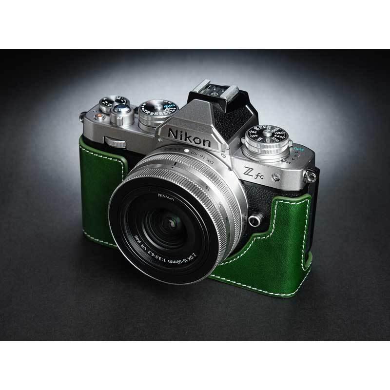 カメラケース TP Original Nikon Zfc 専用 レザー ケース Green グリーン おしゃれ 本革 牛革 速写ケース バッテリー交換可能 TB06ZFC-GR｜nineselect｜04