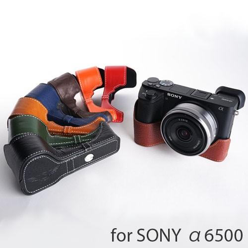 TP Original SONY α6500 用 レザー カメラケース 8colors おしゃれ 本革 牛革 速写ケース ボディーハーフケース 底面開閉 バッテリー交換可能｜nineselect