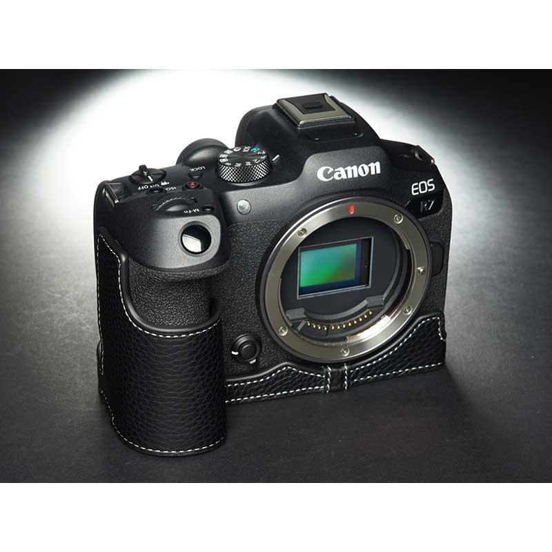 本革 新品 Canon キャノン EOS R7用 本革カメラケース ブラック EOS Rシステム Canon R7 専用 レザー ケース Black ブラック TP