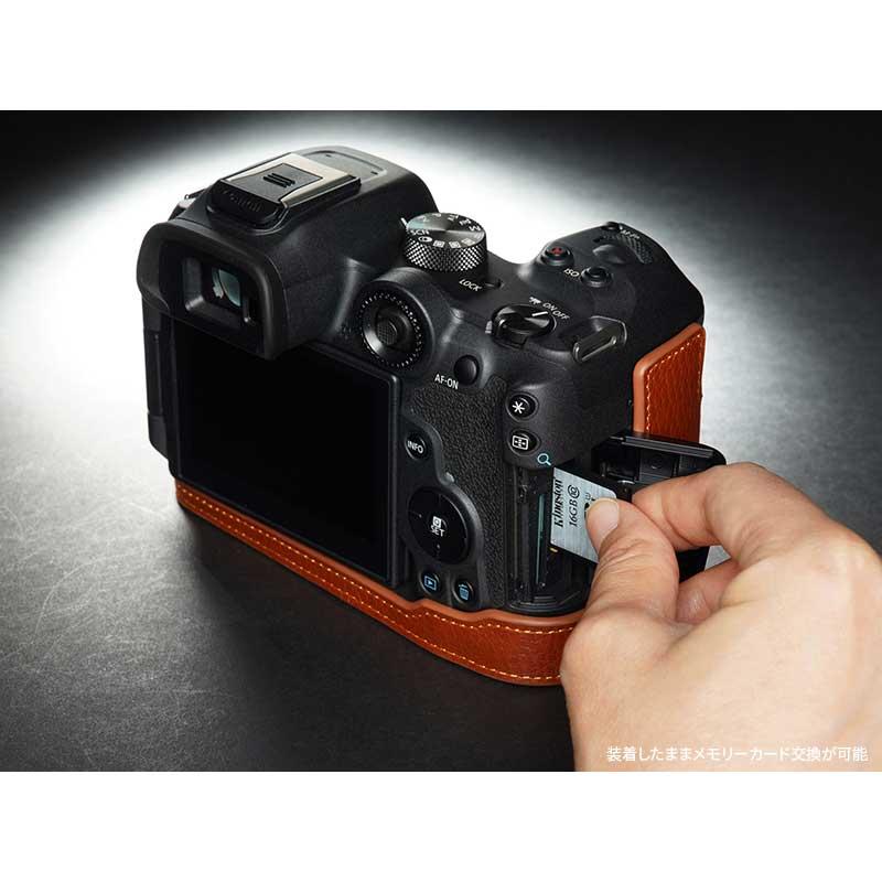 本革 新品 Canon キャノン EOS R7用 本革カメラケース ブラック