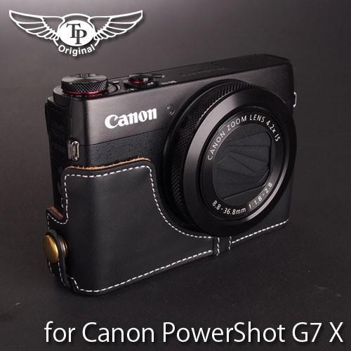 TP Original Leather Camera Body Case レザーケース for Canon PowerShot G7 X おしゃれ 本革 カメラケース Oil Black(オイル ブラック) TB04G7X-BK｜nineselect