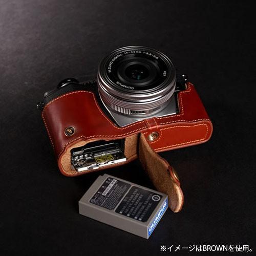 カメラケース TP Original OLYMPUS OM-D E-M10 専用 レザー ケース Black ブラウン おしゃれ 本革 牛革 速写ケース バッテリー交換可能 TB04EM10-BK｜nineselect｜03