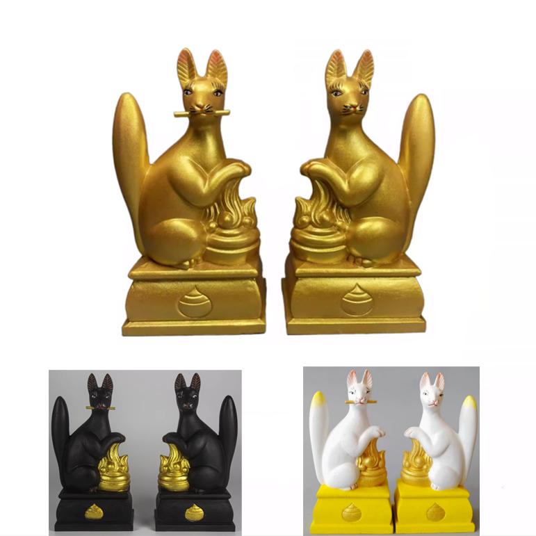 オブジェ 置き物 お稲荷さん 稲荷きつね きつね像 木製 木彫り像 神具