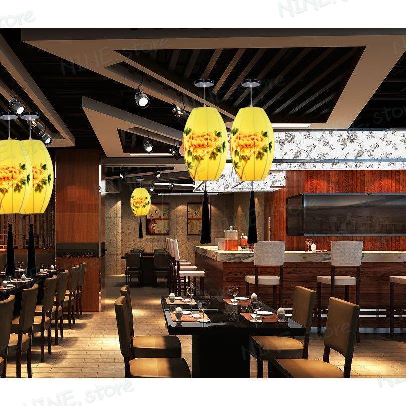 シーリングライト 提灯 手描きのシャンデリア 室内照明 E26対応 ナチュラル インテリア 和風 工芸品 レストラン 茶室 工事必要 天井照明 ダイニングの画像