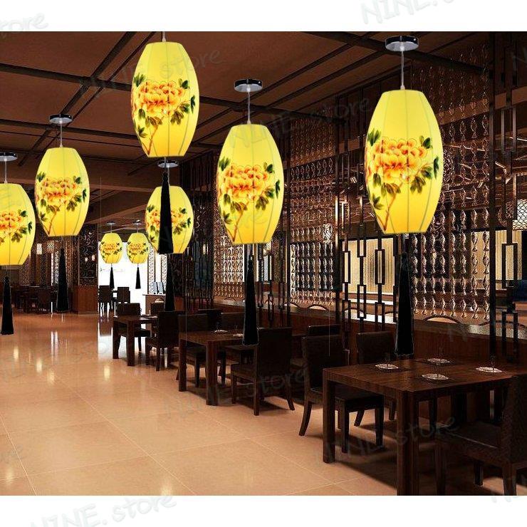 シーリングライト 提灯 手描きのシャンデリア 室内照明 E26対応 ナチュラル インテリア 和風 工芸品 レストラン 茶室 工事必要 天井照明 ダイニングの画像