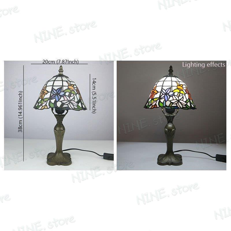 アンティーク Desk lamp ステンドグラス 花柄 テーブルランプ おしゃれ 豪華な卓上照明 ベッドサイドランプ デスクライト 高品質 ガラス工芸_1