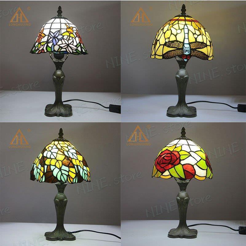 アンティーク Desk lamp ステンドグラス 花柄 テーブルランプ おしゃれ 豪華な卓上照明 ベッドサイドランプ デスクライト 高品質 ガラス工芸_2