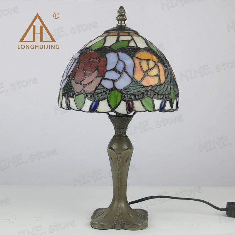 高品質 ガラス工芸 花柄 ベッドサイドランプ 間接照明 アンティーク 豪華な卓上照明 table lamp ステンドグラス おしゃれ デスクライト_1