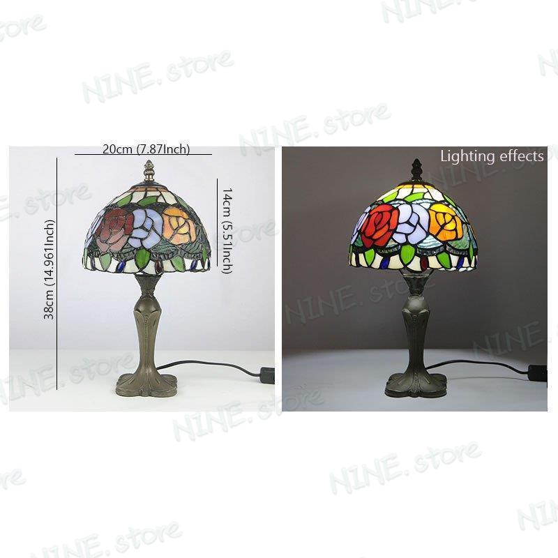 高品質 ガラス工芸 花柄 ベッドサイドランプ 間接照明 アンティーク 豪華な卓上照明 table lamp ステンドグラス おしゃれ デスクライト_2