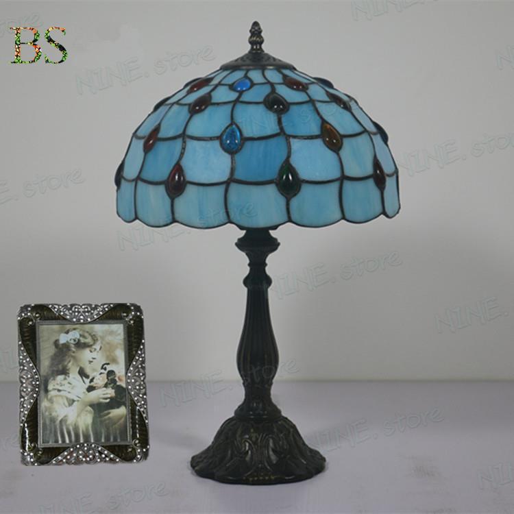 table lamp ガラス工芸 レトロ ステンドグラス 卓上照明 テーブルライト 電気スタンド デスクライト インテリア 花柄 ベッドサイドランプ_10