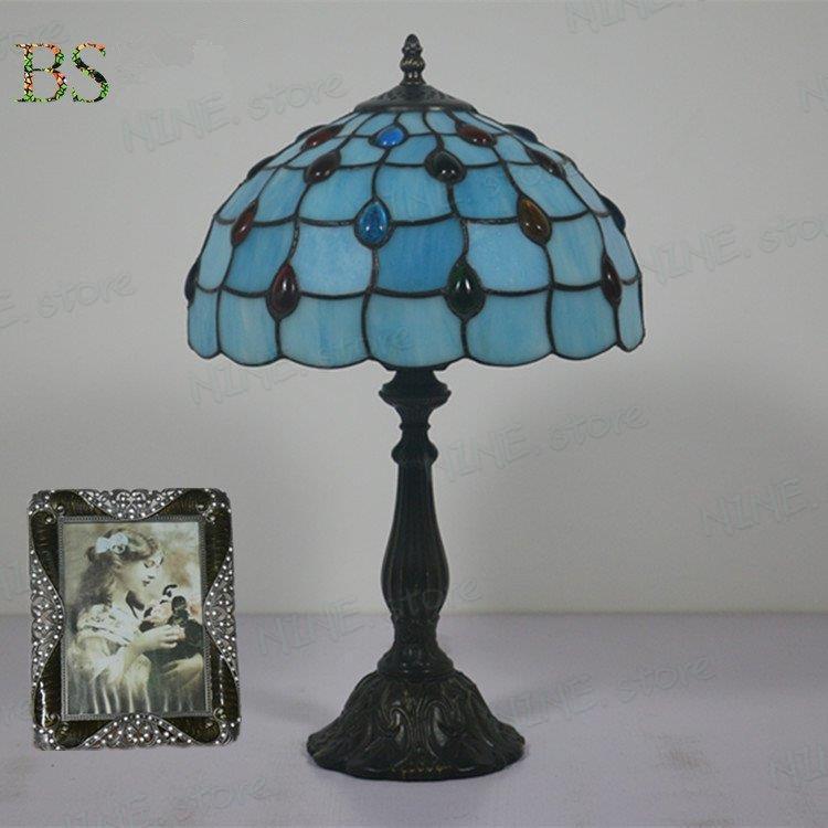 table lamp ガラス工芸 レトロ ステンドグラス 卓上照明 テーブルライト 電気スタンド デスクライト インテリア 花柄 ベッドサイドランプ_4