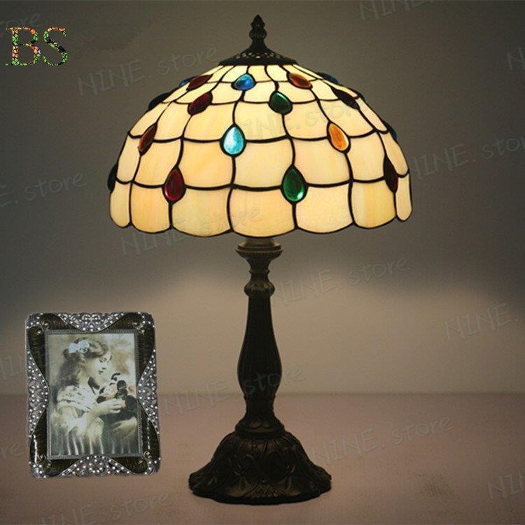 table lamp ガラス工芸 レトロ ステンドグラス 卓上照明 テーブルライト 電気スタンド デスクライト インテリア 花柄 ベッドサイドランプ_5