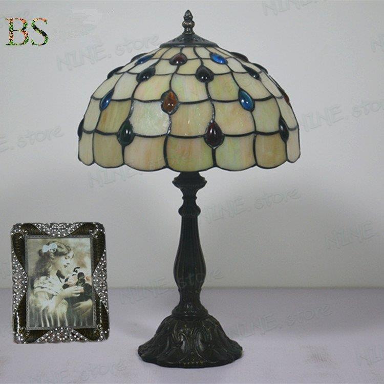 table lamp ガラス工芸 レトロ ステンドグラス 卓上照明 テーブルライト 電気スタンド デスクライト インテリア 花柄 ベッドサイドランプ_6
