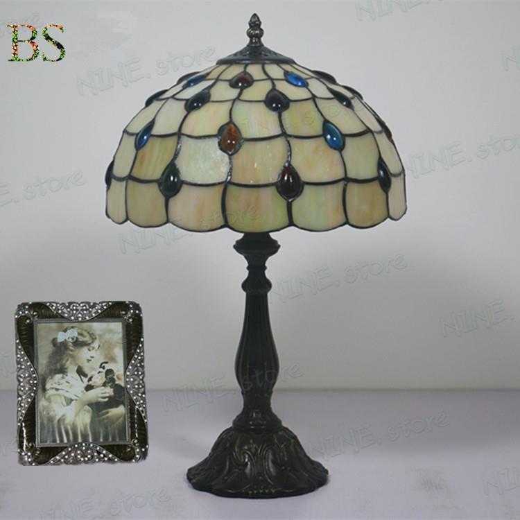 table lamp ガラス工芸 レトロ ステンドグラス 卓上照明 テーブルライト 電気スタンド デスクライト インテリア 花柄 ベッドサイドランプ_9