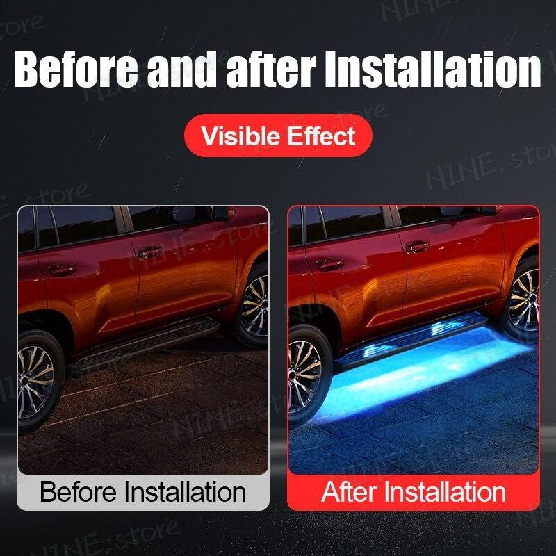 TOYOTA トヨタ ランドクルーザー プラド LC150 FJ150 2010-2021 LED ドア ペダルライト プロジェクション ステンレススチール_2