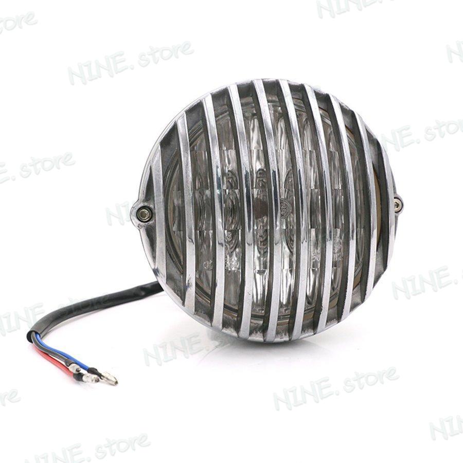 ヘッドライト ヘッドランプ オートバイ レトロ フィン グリル 黒 クローム 5 ハーレー ホンダ ヤマハ スズキ XS650 浮き チョッパー MOOREAXE