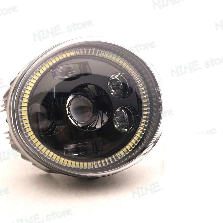 互換品 オートバイ v ロッド led ヘッドライトデイタイムランニングライト アイズ ホワイトハローリング vrod vrsc/V-ROD オーバルヘッドラ 50Wの画像