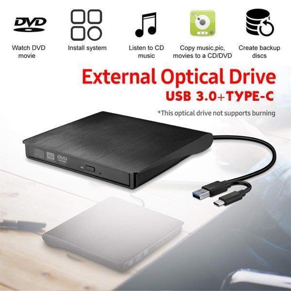 USB 3.0外付け光学ドライブ、PCラップトップ用リライターディスクプレーヤー、外付けCD / DVDドライブ、XP Win7Win8と互｜ninestore-99｜03