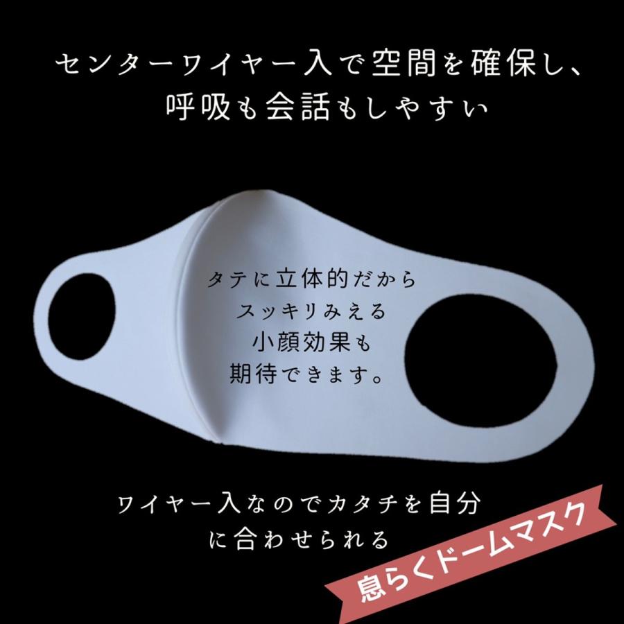 【国産マスク】【お試し同色2枚セット】 息らく ドームマスク センターワイヤー入り 飛散防止 しゃべりやすい オールシーズン対応 洗える 送料無料 男女兼用｜nineteen-bloom｜02