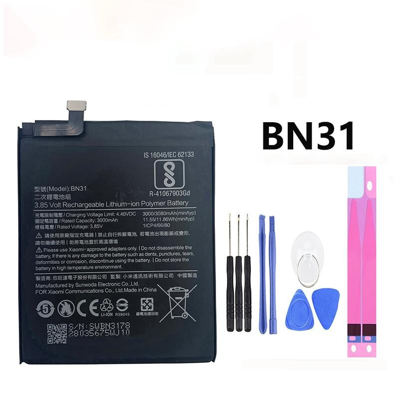 純正同等新品 Xiaomi Redmi Note 5A バッテリー BN31 MCG3B 携帯電話のバッテリー 電池パック交換 内蔵battery 両面テープ 修理工具付き | 