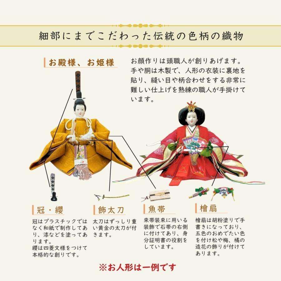雛人形 ひな人形 名前木札 平台飾り 飾り方 親王飾り 焼桐 木製 高床台 京十番親王 初節句 お雛様 お祝い ひなまつり 女の子 間口75cm 1010B_5