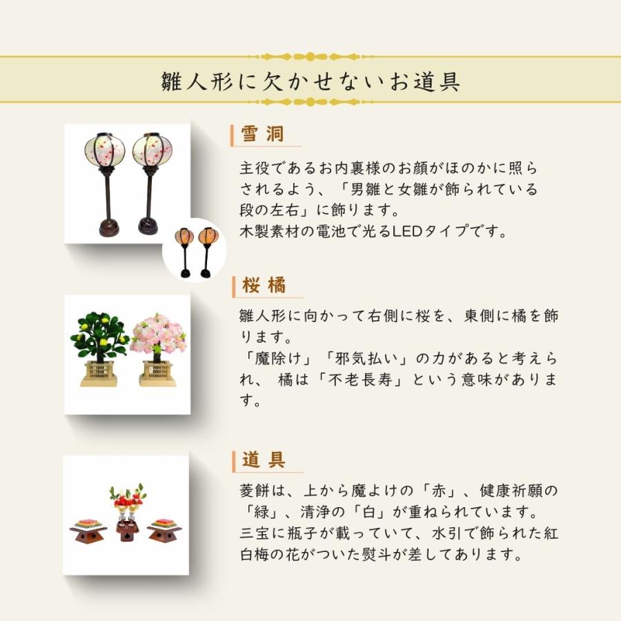 雛人形 ひな人形 名前木札 平台飾り 飾り方 親王飾り 焼桐 木製 高床台 京十番親王 初節句 お雛様 お祝い ひなまつり 女の子 間口75cm 1010B_8
