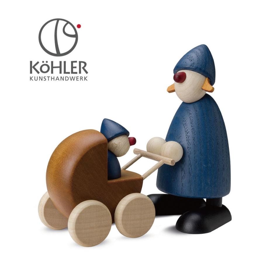 ドイツ製 木製 ベビーカー Kohler クリスマス オーナメント 置物 インテリア 飾り サンタ 北欧 おしゃれ ヨーロッパ雑貨 オブジェ
