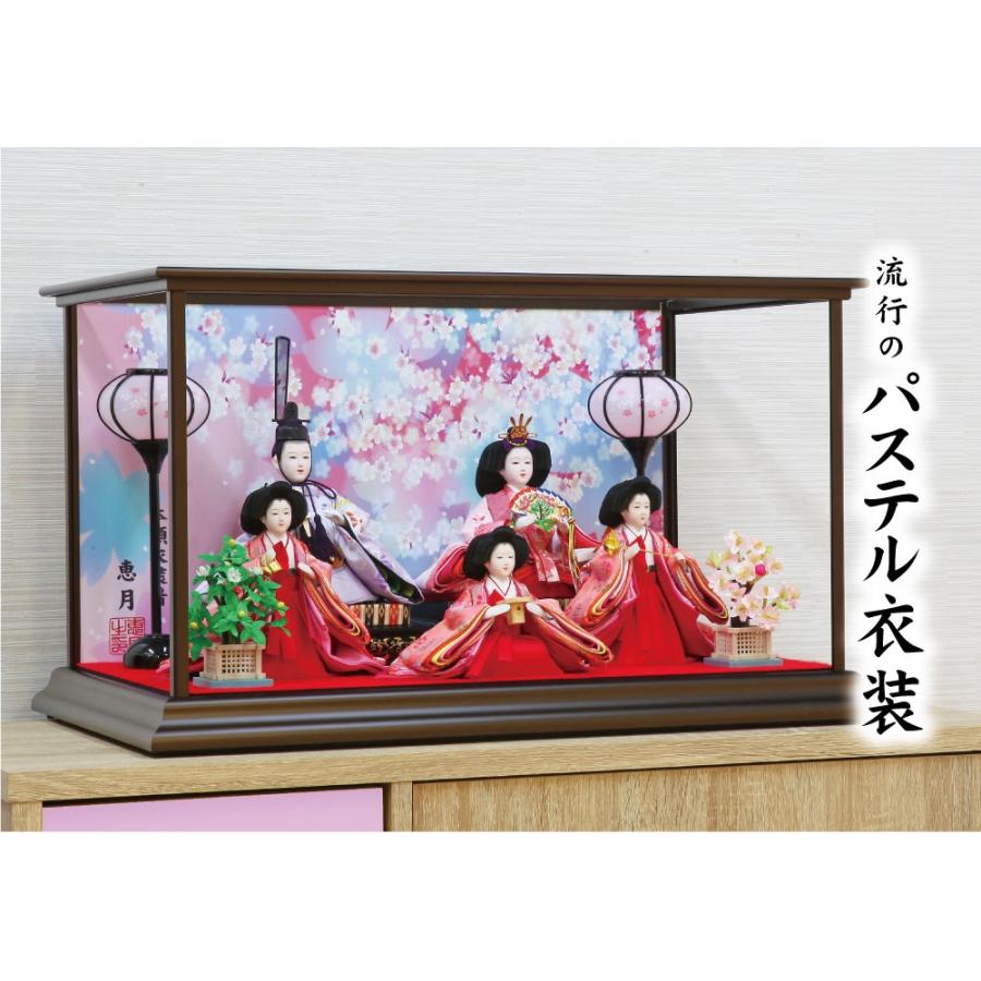 雛人形 ひな人形 おしゃれ かわいい おひなさま お雛様 コンパクトピンク五人ケース飾り 21 Fal S 恵月人形本舗 通販 Yahoo ショッピング