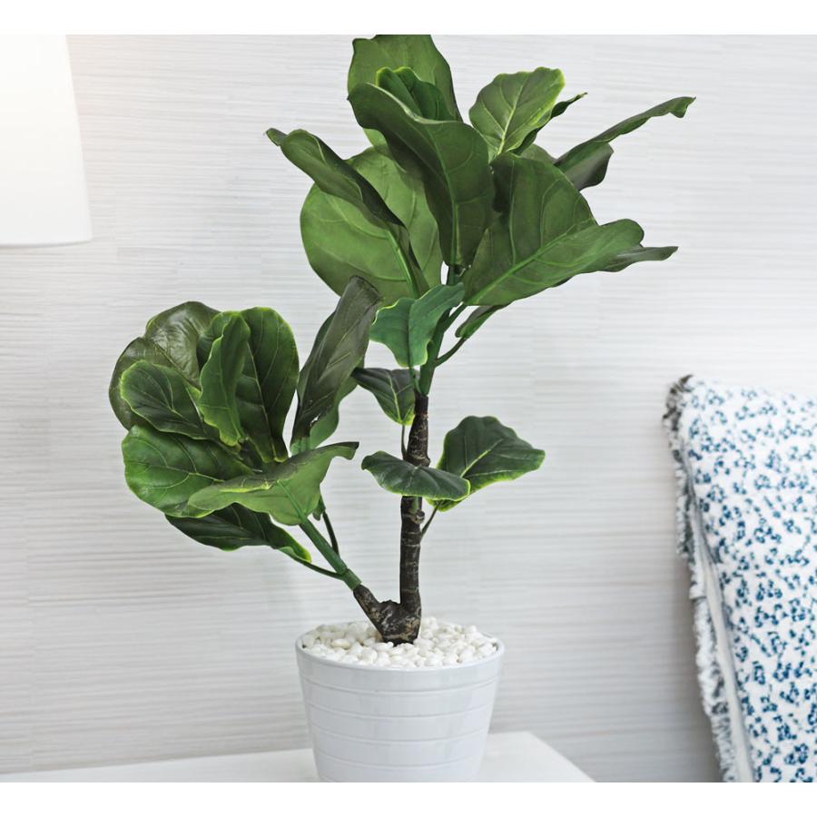 人工観葉植物 父の日 屋外 フェイクグリーン リアル 観葉植物 父の日 屋外 造花 カシワバゴムポット 鉢付 インテリア おしゃれ 55cmの画像