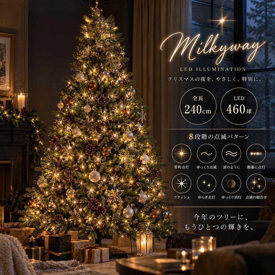 クリスマスツリー オーナメント 飾り LED ライト milkyway グリーン
