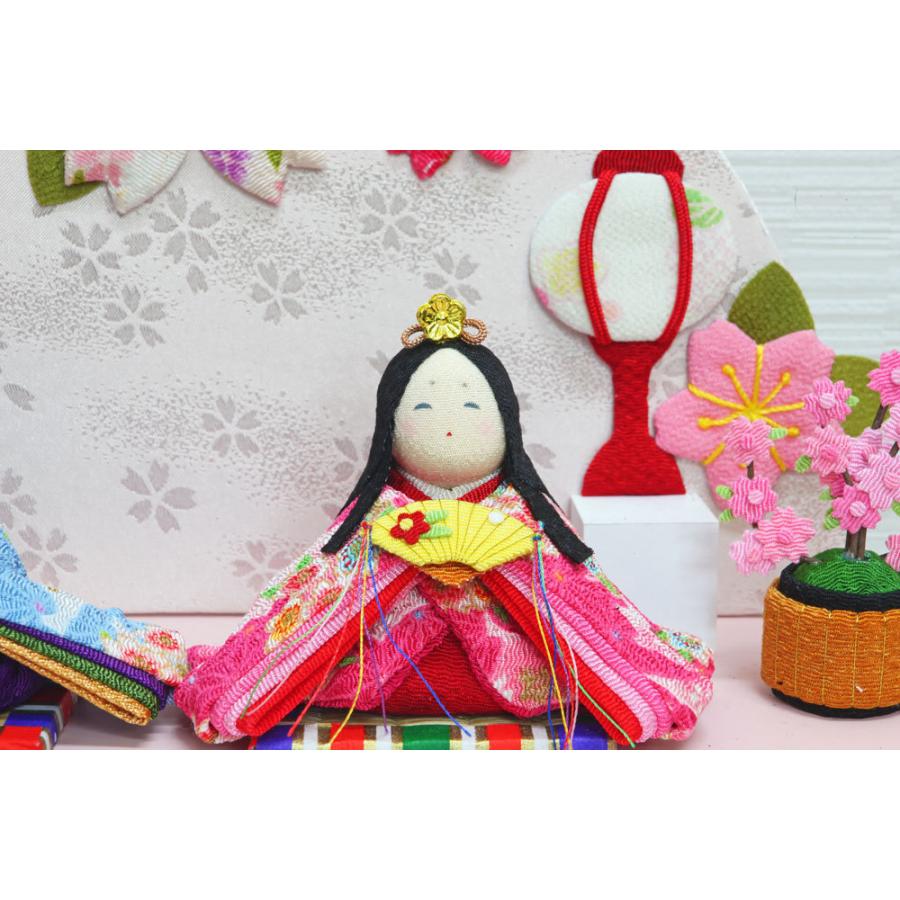 雛人形 ひな人形 おしゃれ かわいい ちりめん リュウコドウ コンパクト 平飾り 木製｜ningyohonpo｜03