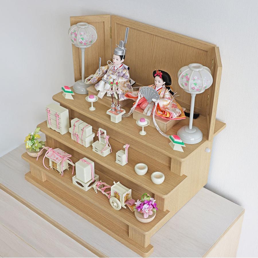 業界最小三段飾り 雛人形 コンパクト三段 段飾り おしゃれ かわいい