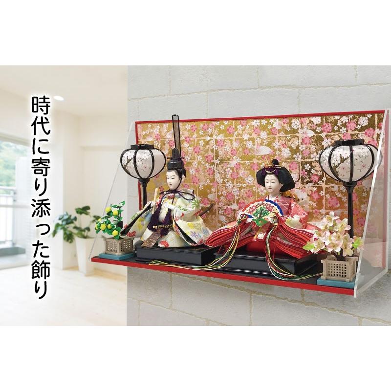 雛人形 ひな人形 壁掛けL字ケース コンパクト 雛 親王飾り : 恵月人形