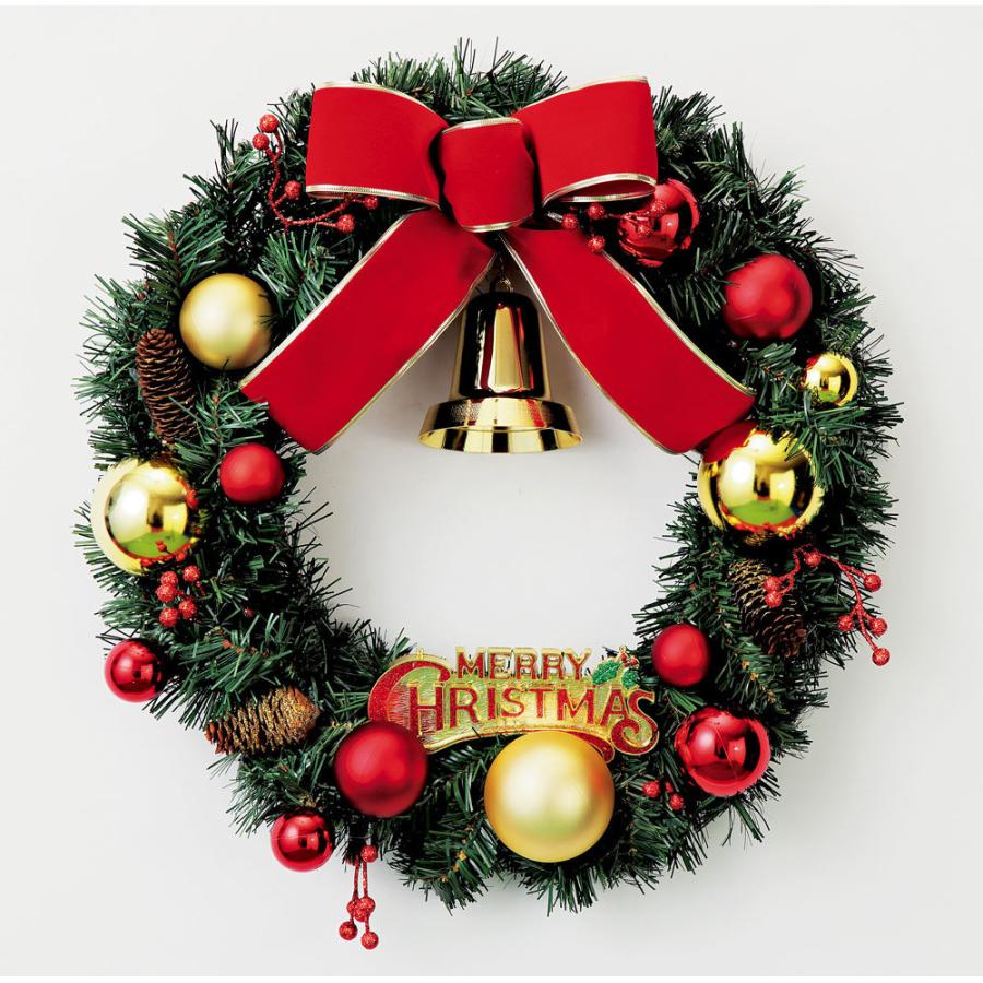 クリスマスリース 松ぼっくり ボール ゴールド 50cm 手作り リース クリスマス リース 飾り 装飾 店舗装飾 かわいい 赤 金 おしゃれ 玄関 サンタ サンタクロース Wx399 恵月人形本舗 通販 Yahoo ショッピング