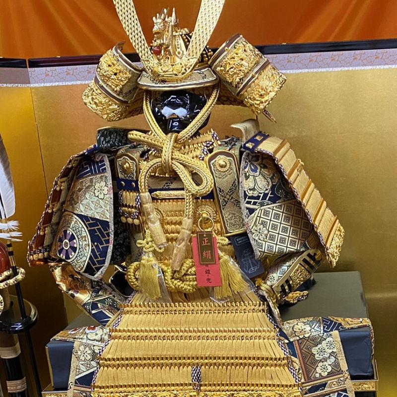五月人形 鎧飾り高床飾 和風作 15号 華城 御鎧飾 箔押金屏風