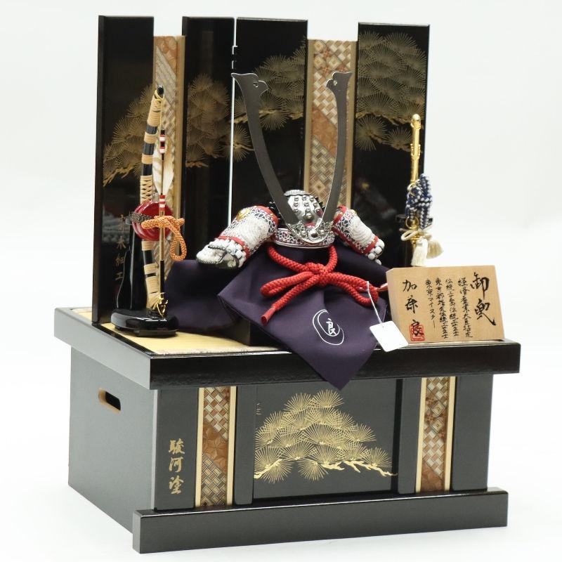 五月人形 兜飾り収納飾 加藤良作 1/4号 針松（寄木細工） 2024-yb092 幅38cm_3