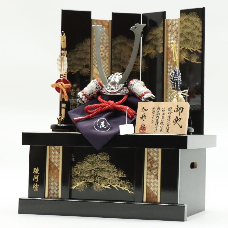 五月人形 兜飾り収納飾 加藤良作 1/4号 針松（寄木細工） 2024-yb092 幅38cm_4
