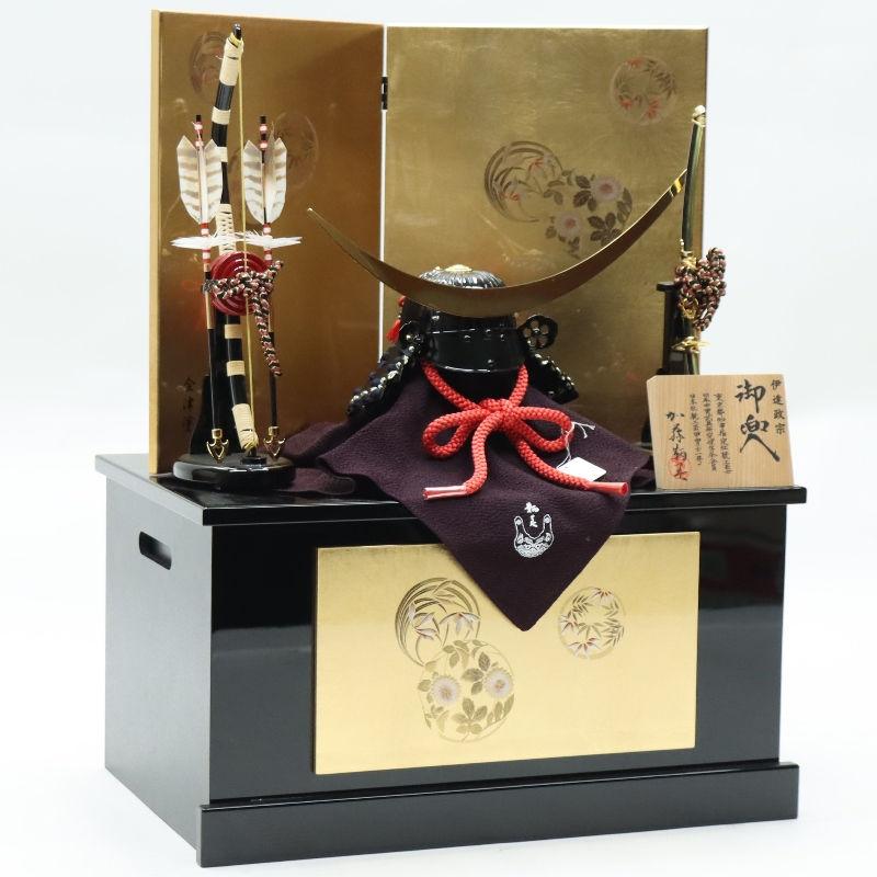 五月人形 兜飾り収納飾 加藤鞆美作 1/3号 伊達政宗 四君子 2024-yb094 幅45cm_3
