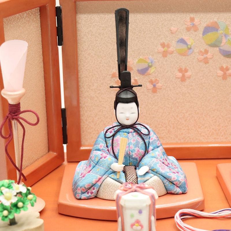 雛人形 収納飾り あかり 一秀 木目込親王 桃山雛 ローズピンク収納箱 2024-yg013 幅42cm 収納飾_7