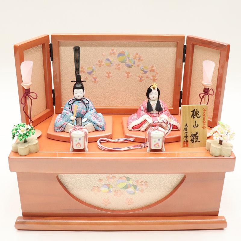 雛人形 収納飾り あかり 一秀 木目込親王 桃山雛 ローズピンク収納箱 2024-yg013 幅42cm 収納飾_9