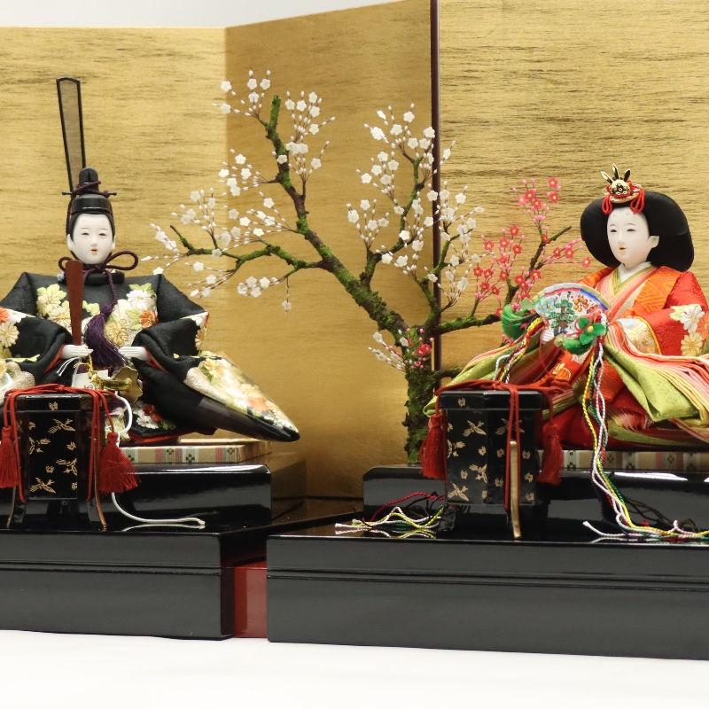 雛人形 親王平飾り 朱音 松寿 京十番 親王 金彩京刺繍 セパレート 2024-yg041 幅77cm 平飾
