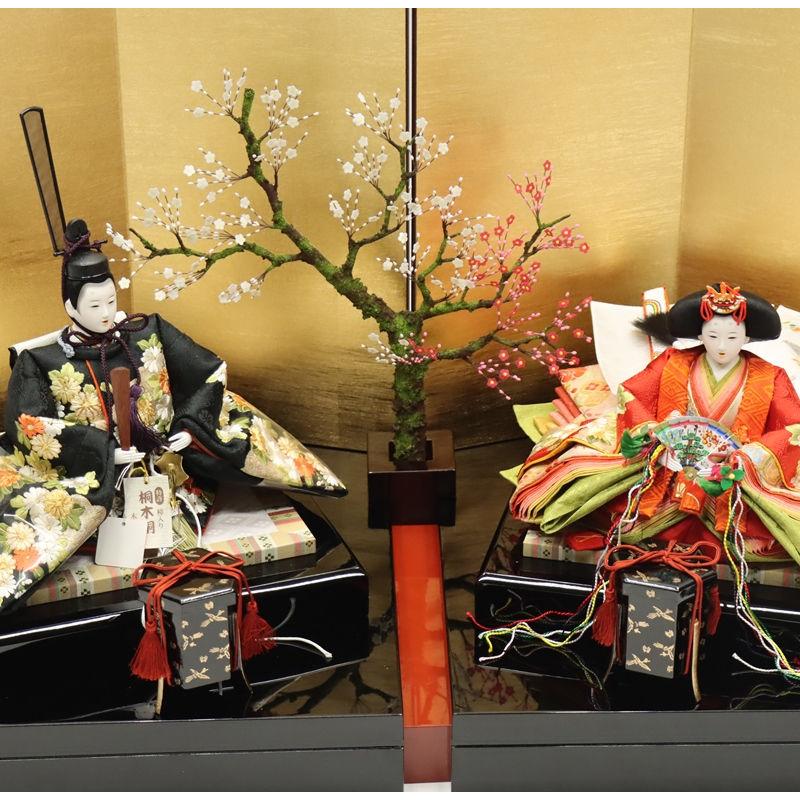 雛人形 親王平飾り 朱音 松寿 京十番 親王 金彩京刺繍 セパレート 2024-yg041 幅77cm 平飾