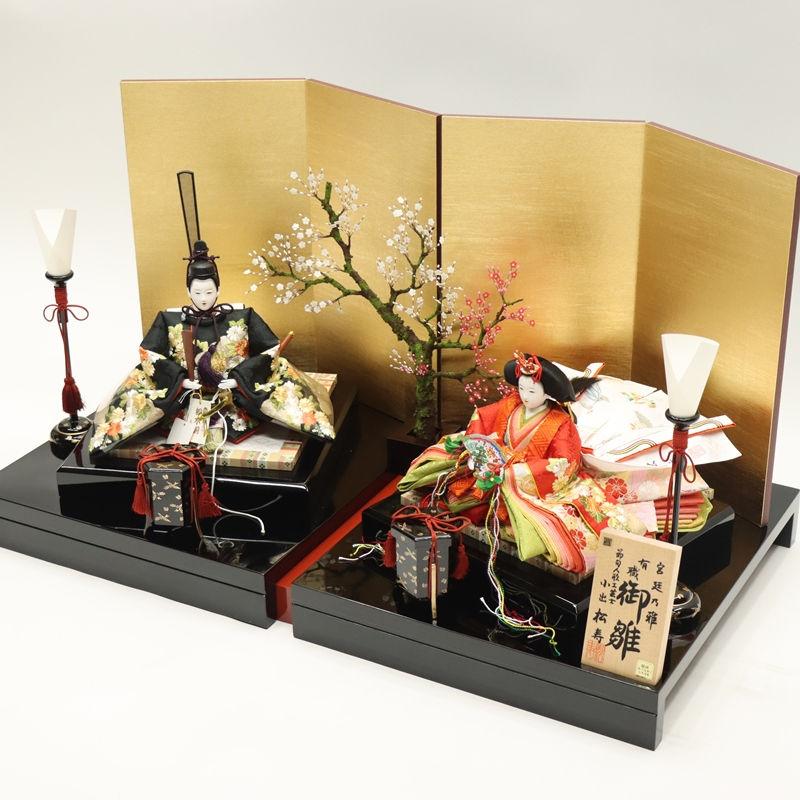 雛人形 親王平飾り 朱音 松寿 京十番 親王 金彩京刺繍 セパレート 2024-yg041 幅77cm 平飾