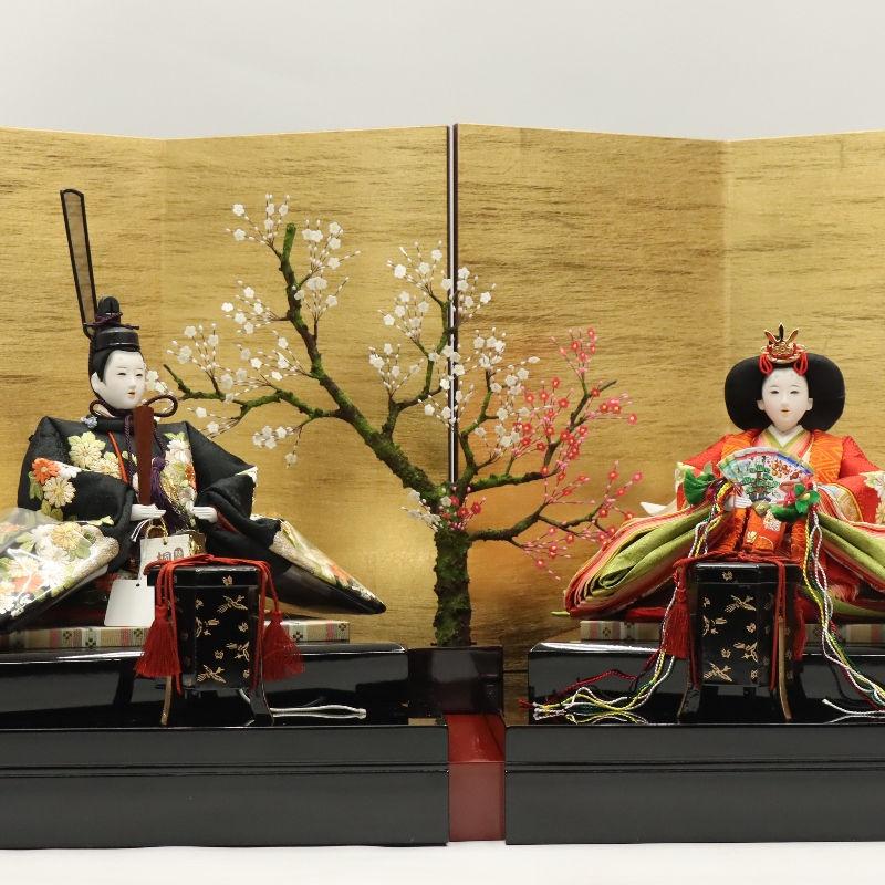 雛人形 親王平飾り 朱音 松寿 京十番 親王 金彩京刺繍 セパレート 2024-yg041 幅77cm 平飾