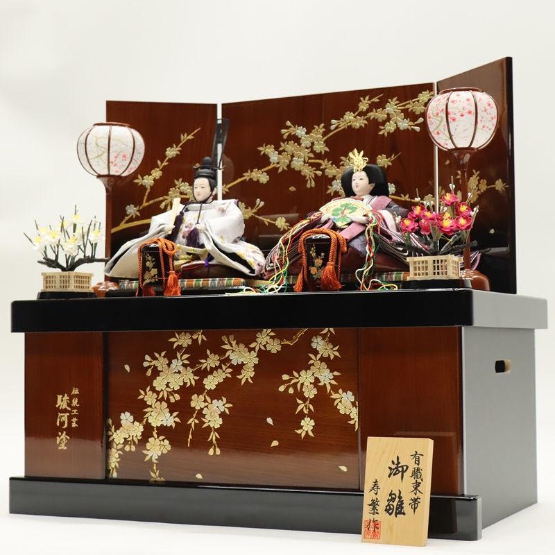 雛人形 収納飾り 灯里 寿繁 京十一番 親王 梅刺繍 夢桜屏風 2024-yg056 幅60cm 収納飾_4