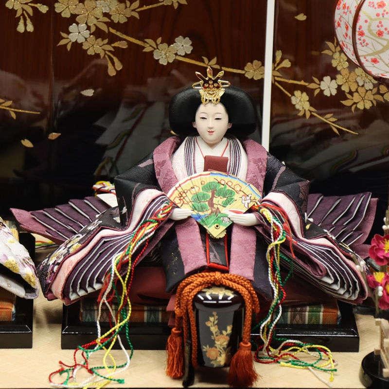 雛人形 収納飾り 灯里 寿繁 京十一番 親王 梅刺繍 夢桜屏風 2024-yg056 幅60cm 収納飾_8