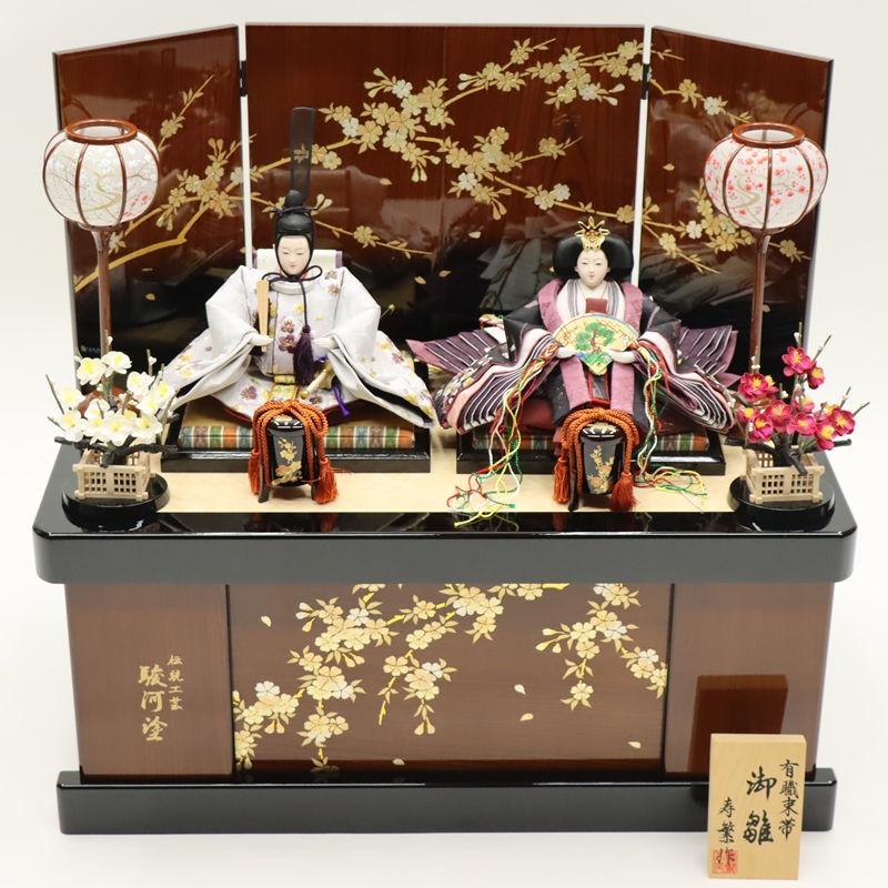 雛人形 収納飾り 灯里 寿繁 京十一番 親王 梅刺繍 夢桜屏風 2024-yg056 幅60cm 収納飾_10