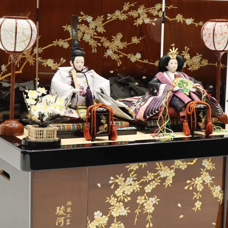 雛人形 収納飾り 灯里 寿繁 京十一番 親王 梅刺繍 夢桜屏風 2024-yg056 幅60cm 収納飾_11